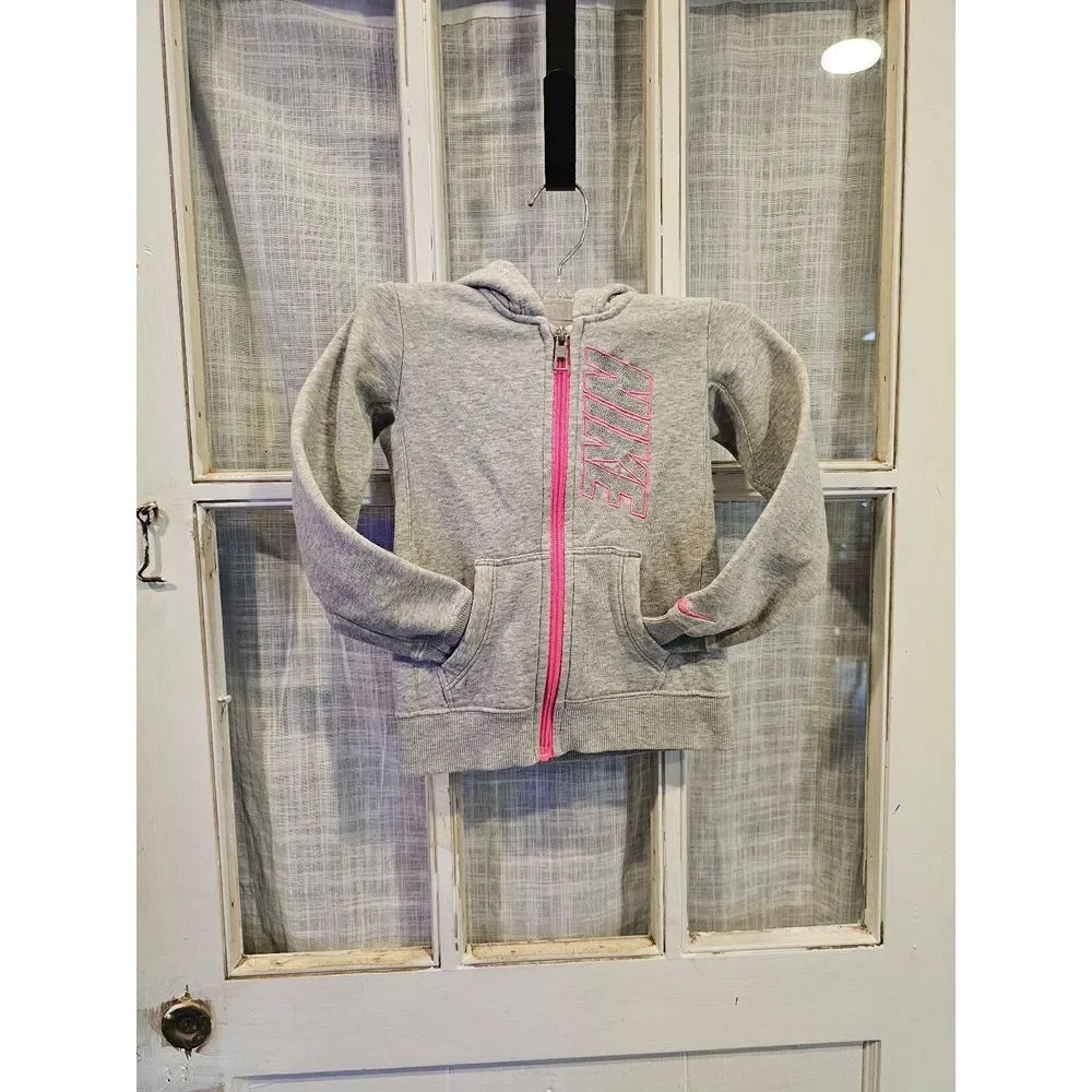 Nike Pink and‎ Gray Zip Up Hooded Jacket